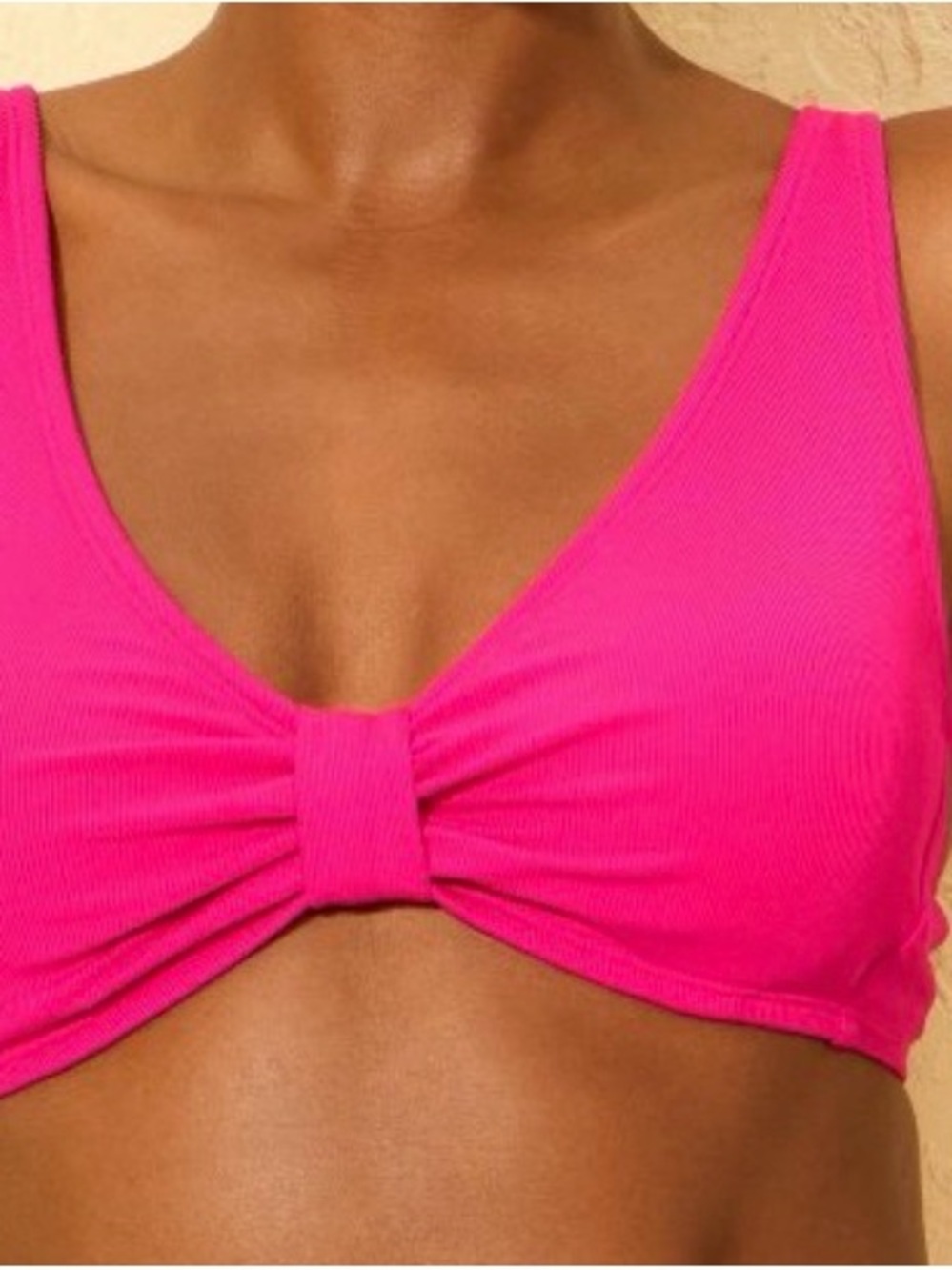 Shade & Shore Hot Pink Knot-Front Bikini Top
